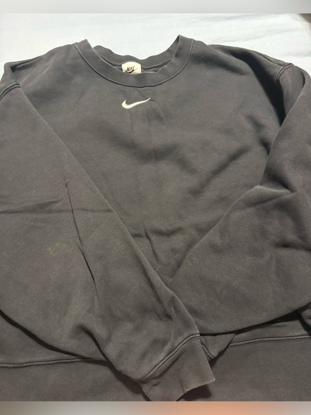 Nike Women's Black Crewneck Sweatshirt with White Swoosh